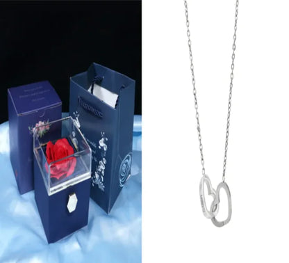 Caja giratoria + Rosa eterna + Collar de corazón 💎🎁
