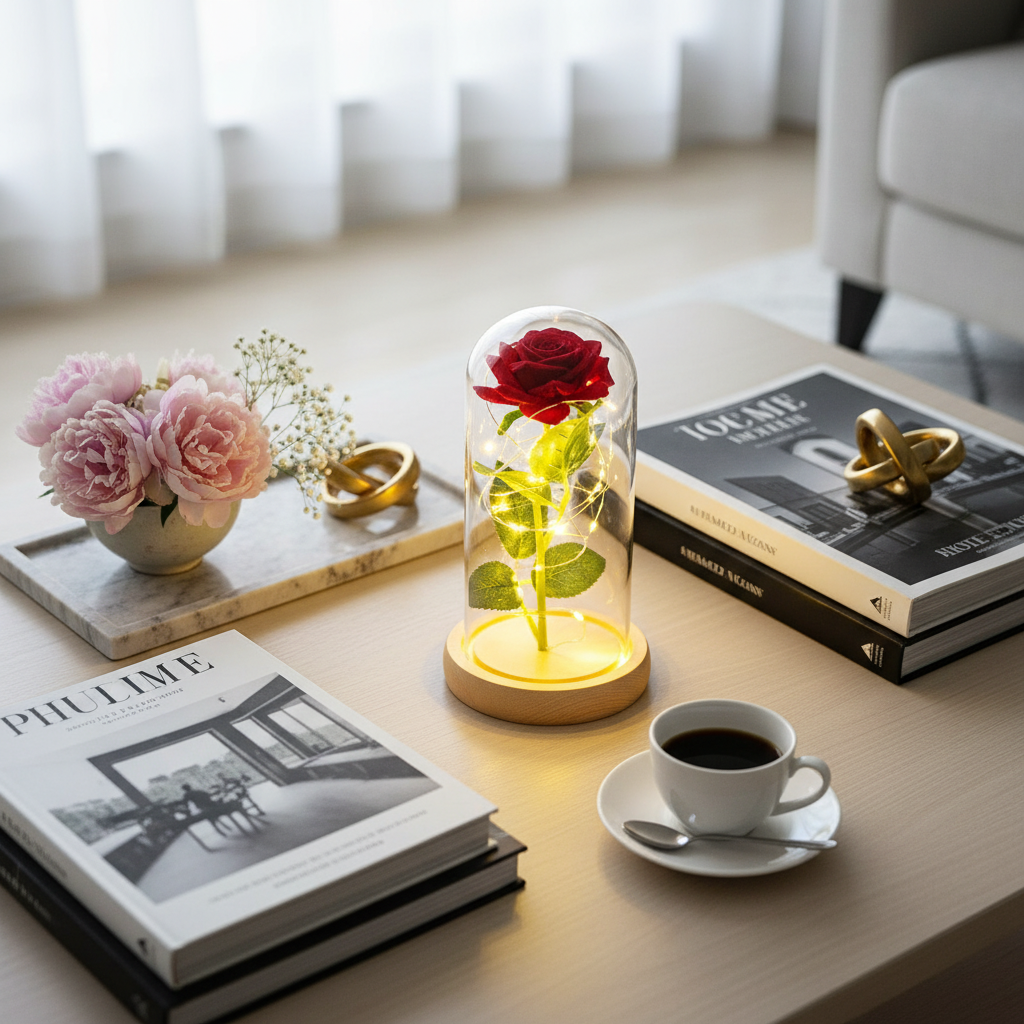 Rosa con decoración minimalista